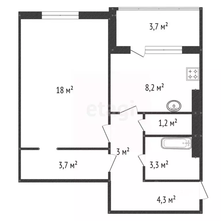 1-к кв. Башкортостан, Уфа ул. Георгия Мушникова, 21 (45.0 м) - Фото 1