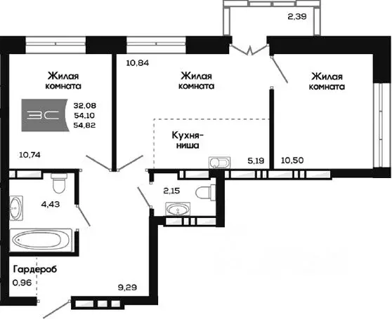2-к кв. Новосибирская область, Новосибирск ул. Титова, 48 (54.1 м) - Фото 0