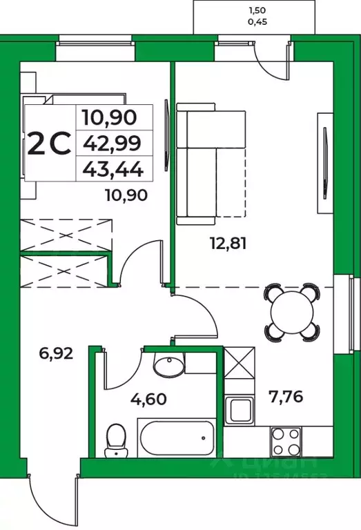 1-к кв. Башкортостан, Уфимский район, Зубовский сельсовет, с. Зубово ... - Фото 1