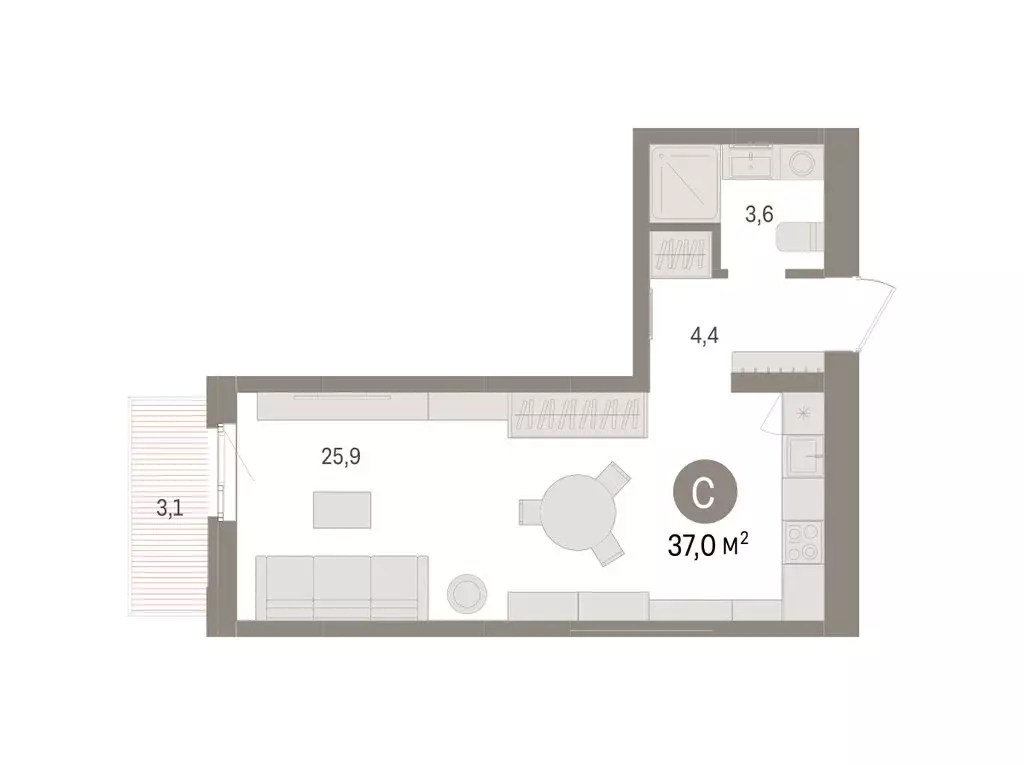 Квартира-студия: Челябинская область, Сосновский муниципальный округ, ... - Фото 2
