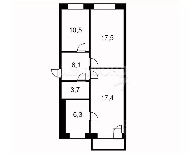 3-к кв. Кемеровская область, Междуреченск ул. Ермака, 14 (61.5 м) - Фото 1