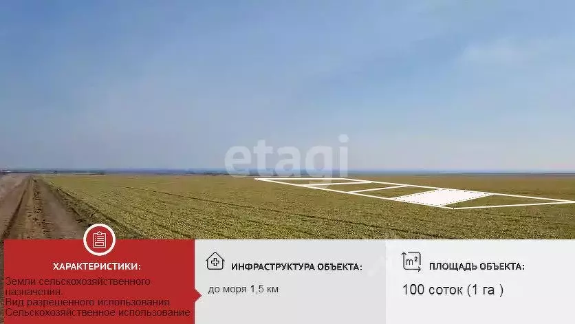 Участок в Крым, Черноморский район, с. Окуневка  (100.0 сот.) - Фото 1