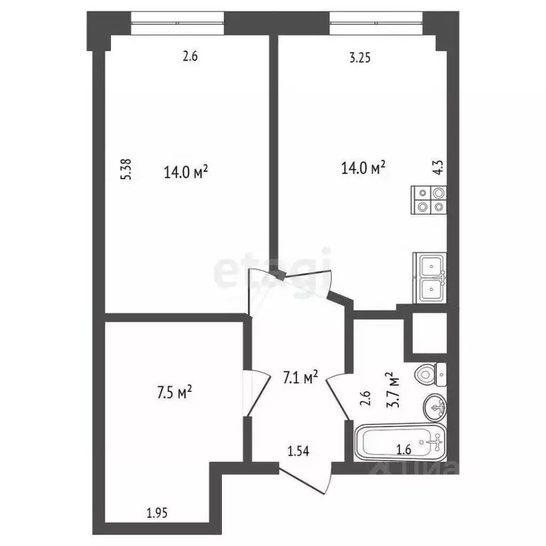 1-к кв. Ямало-Ненецкий АО, Новый Уренгой Ягельный мкр, ул. Южная, 52А ... - Фото 2