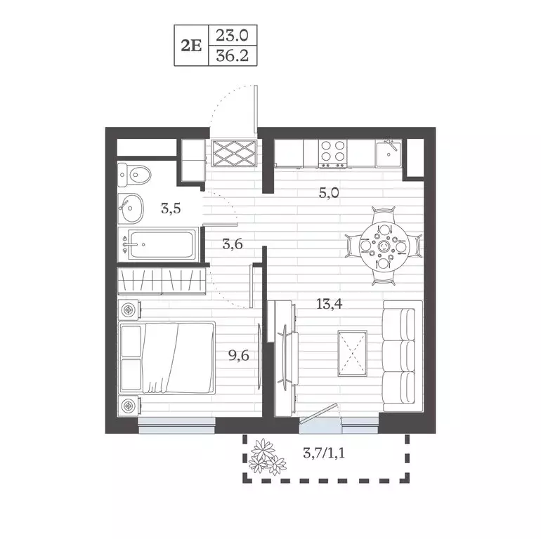 2-комнатная квартира: Дербент, ЖК Гранатовый (36.24 м) - Фото 0