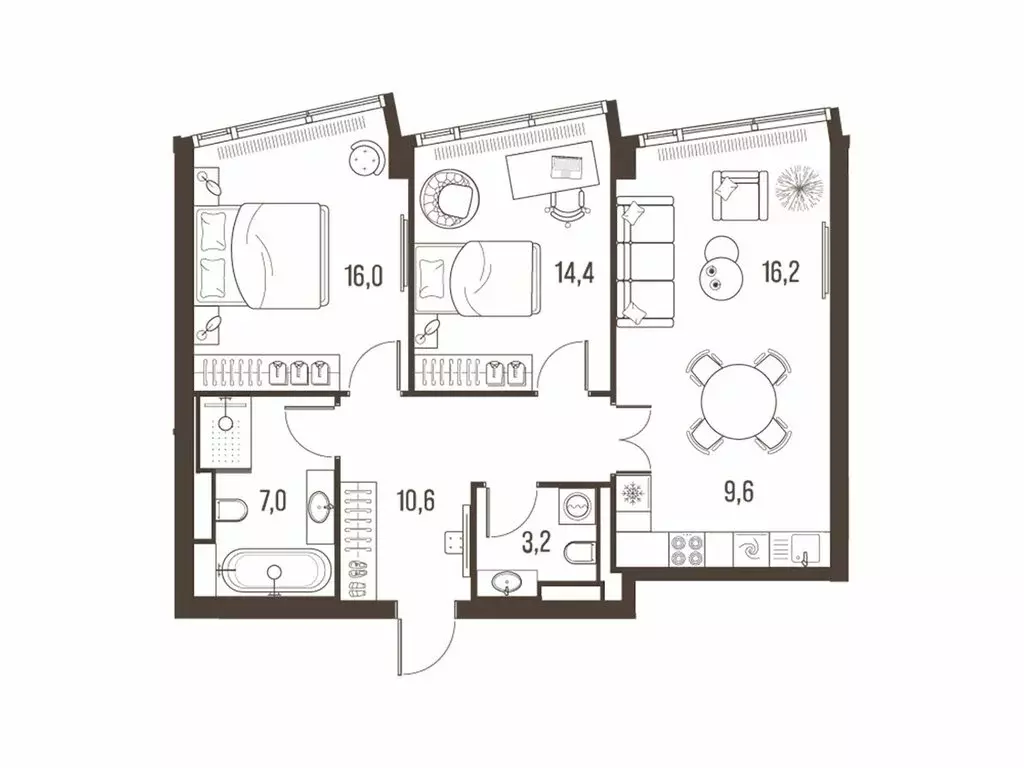 3-комнатная квартира: Москва, Летниковская улица, 11к1 (76.6 м) - Фото 1