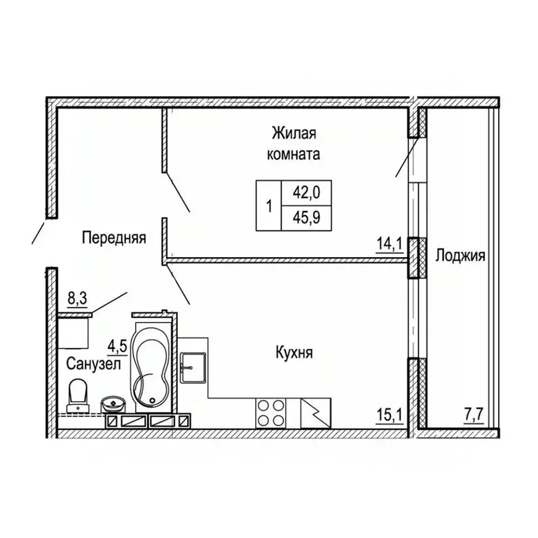 1-к кв. Приморский край, Владивосток На Черняховского жилой квартал,  ... - Фото 1