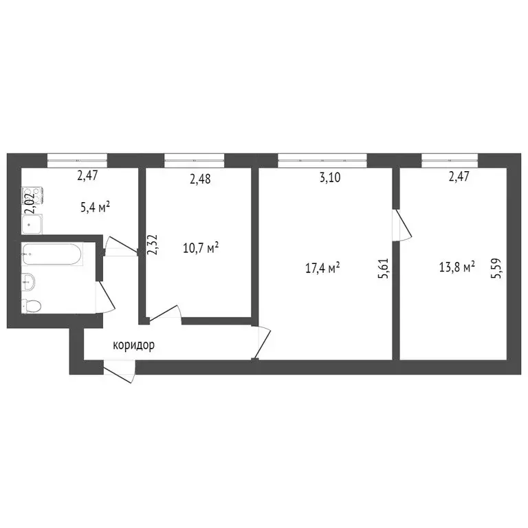 3-комнатная квартира: Ачинск, 5-й микрорайон, 34 (57.7 м) - Фото 1