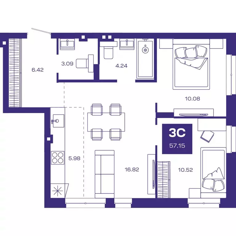 Продаётся 3-к квартира, 57.15 м - Фото 1