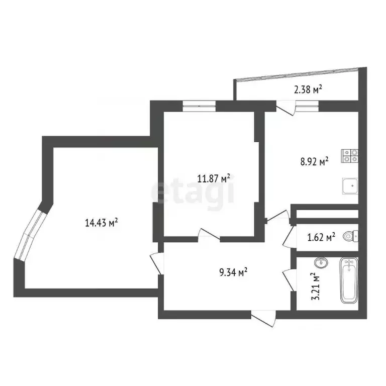 2-к кв. Воронежская область, Воронеж ул. 9 Января, 233/40 (52.3 м) - Фото 1