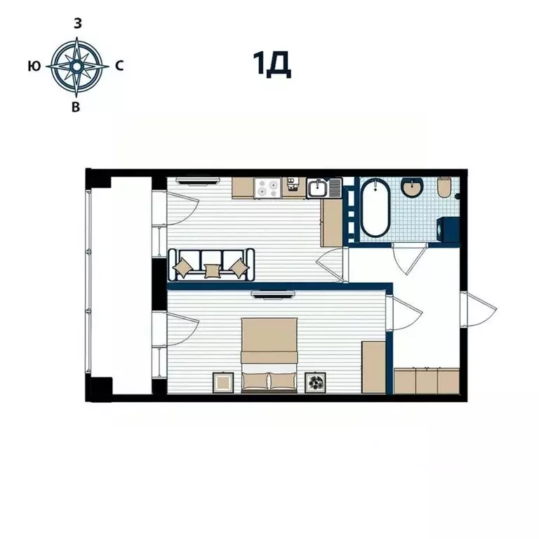 1-к кв. Приморский край, Владивосток ул. 2-я Поселковая (48.08 м) - Фото 1