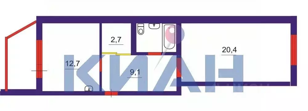 1-к кв. Красноярский край, Красноярск ул. Толстого, 17 (49.5 м) - Фото 2