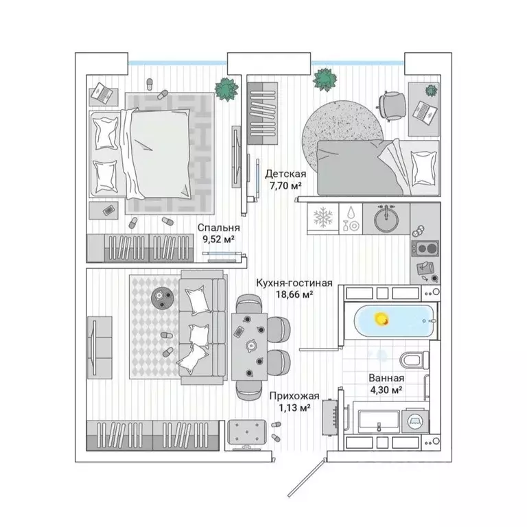 2-к кв. Приморский край, Владивосток ул. Нейбута (42.2 м) - Фото 1