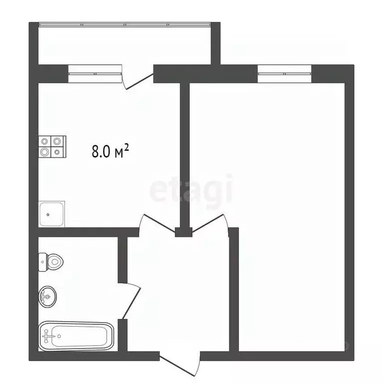 1-к кв. Тюменская область, Тюмень ул. Василия Гольцова, 28 (33.6 м) - Фото 1