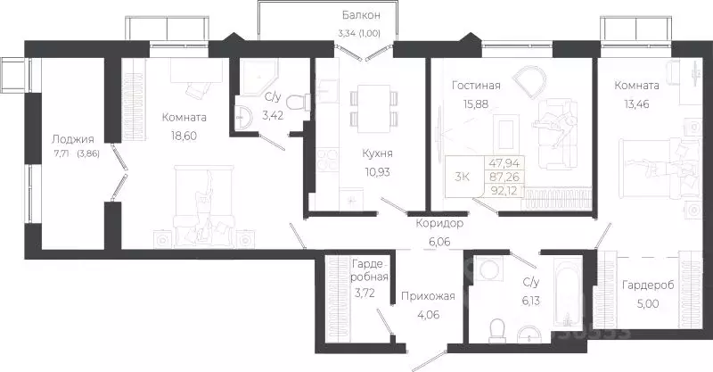 3-к кв. Алтай, Майминский район, с. Майма ул. Энергетиков (92.12 м) - Фото 1