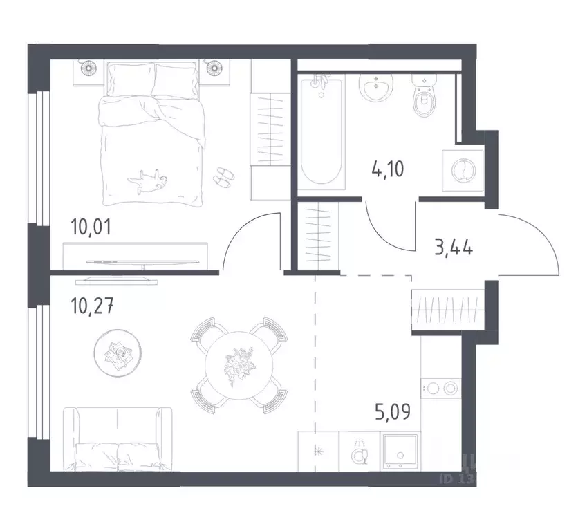 1-к кв. Московская область, Ленинский городской округ, Мисайлово пгт, ... - Фото 1