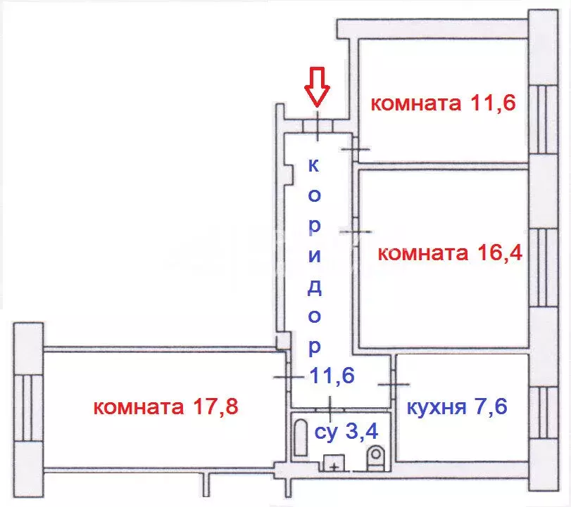 3-комнатная квартира: Москва, Ленинский проспект, 87 (68.3 м) - Фото 1