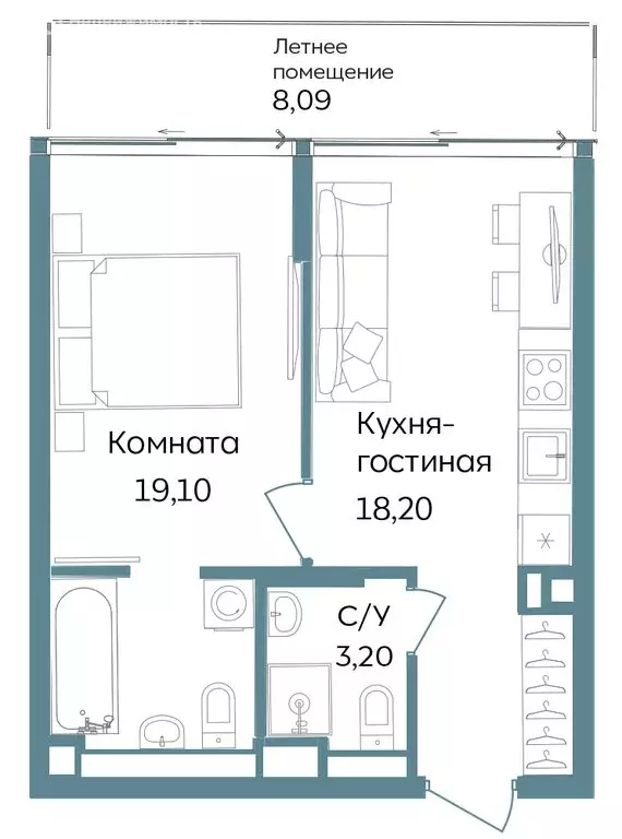 1-комнатная квартира: Республика Крым, Саки (48.59 м) - Фото 1