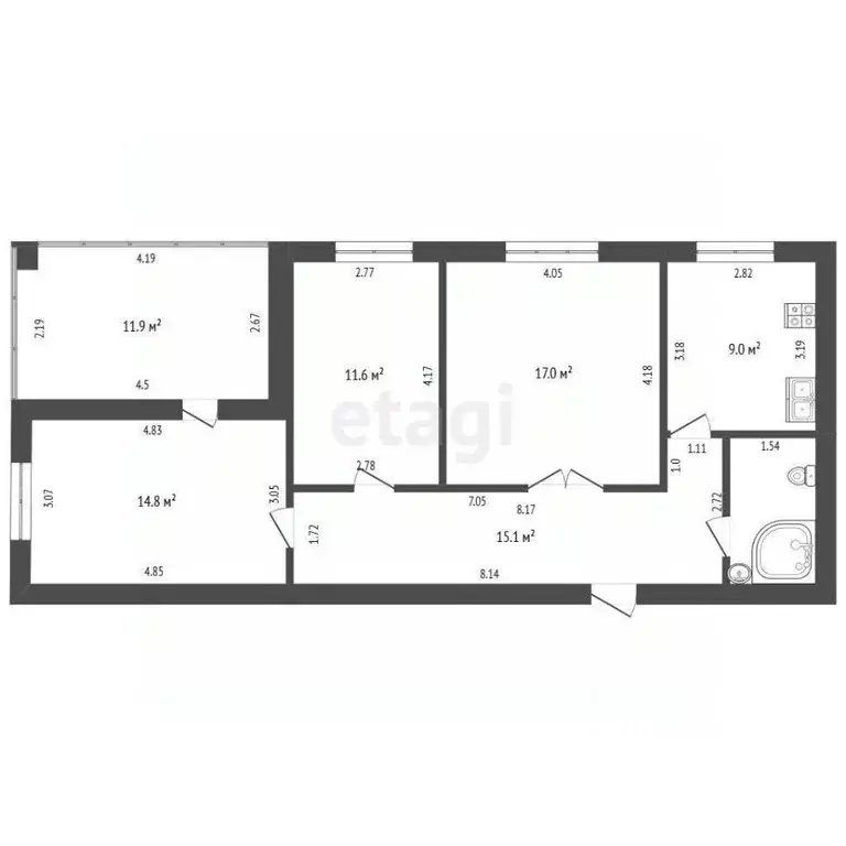 3-к кв. Башкортостан, Стерлитамак просп. Октября, 87 (71.3 м) - Фото 1