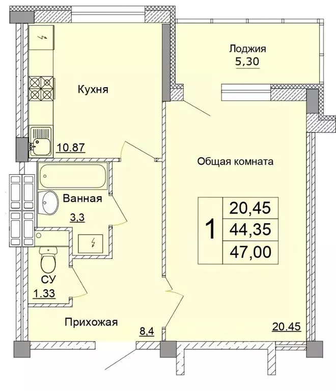 1-к кв. Белгородская область, Старый Оскол Степной мкр, 33Е (47.0 м) - Фото 0