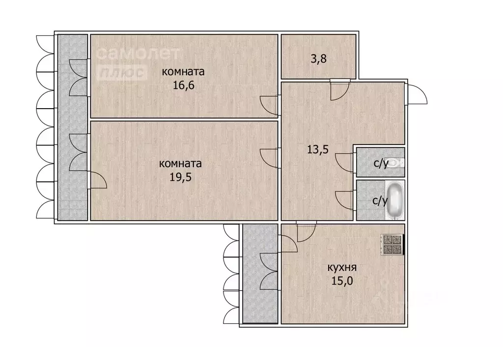 3-к кв. Башкортостан, Уфа ул. Кирова, 43/2 (80.0 м) - Фото 1