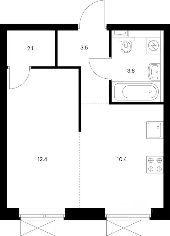 1-к кв. Приморский край, Владивосток Снежный парк жилой комплекс (32.7 ... - Фото 1