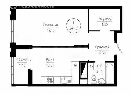 1-комнатная квартира: Пенза, Ладожская улица, 9 (45.97 м) - Фото 0