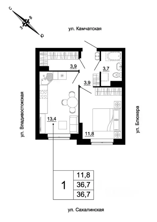 1-к кв. Свердловская область, Екатеринбург ул. Кронштадтская (36.7 м) - Фото 1