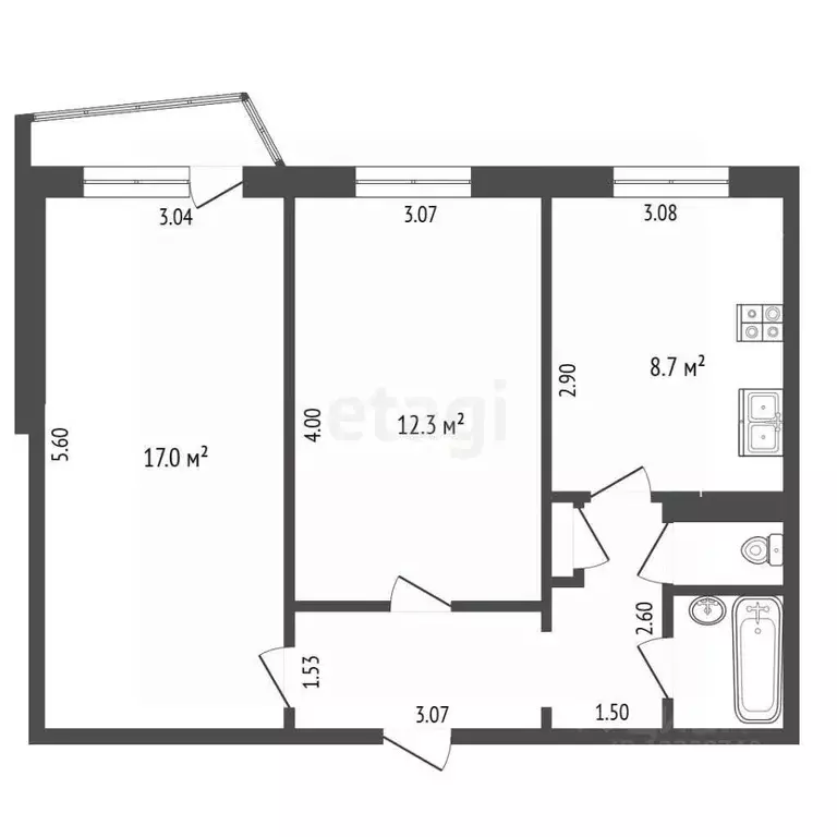 2-к кв. Орловская область, Орел ул. Машкарина, 20 (50.4 м) - Фото 2