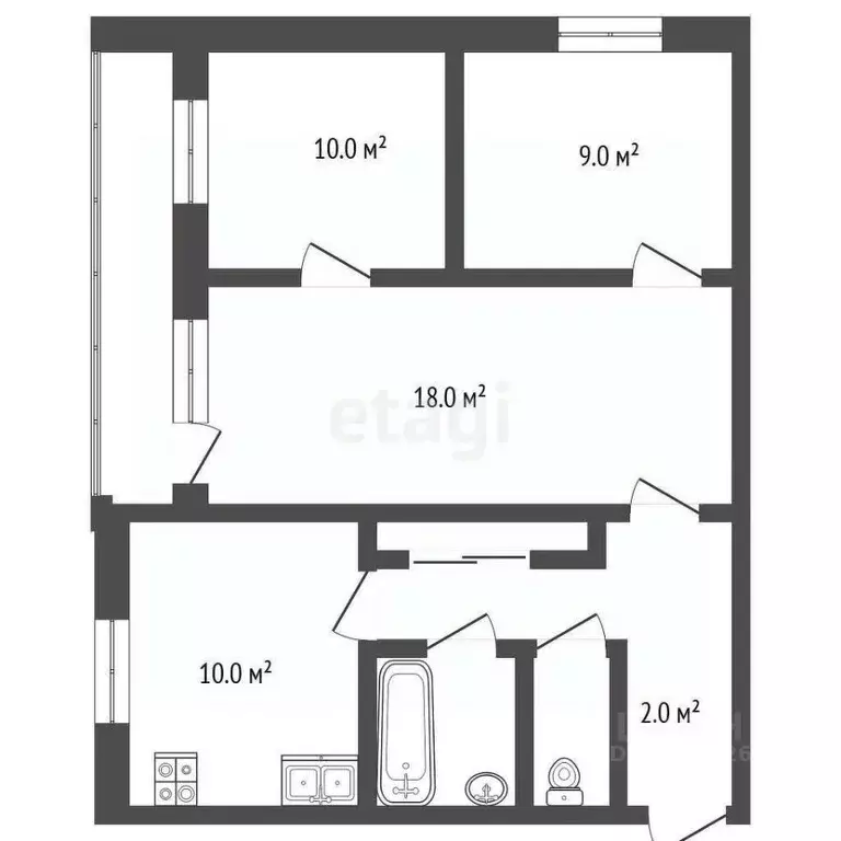 3-к кв. Калужская область, Ферзиковский муниципальный округ, Авчурино ... - Фото 2