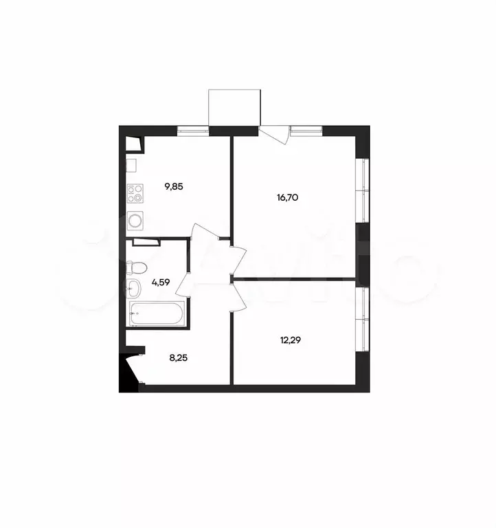 2-к. квартира, 51,7 м, 3/4 эт. - Фото 1