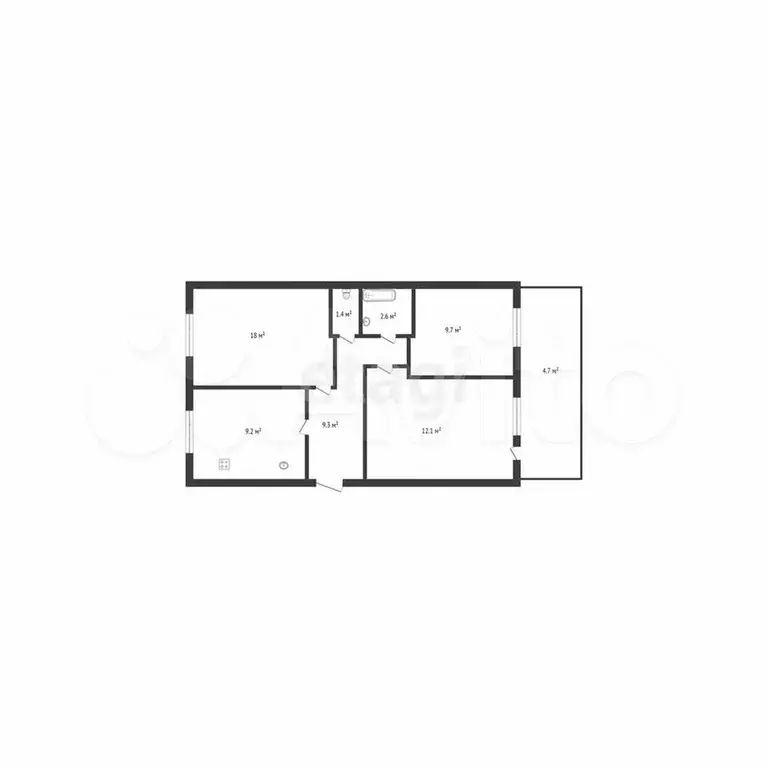 3-к. квартира, 63,6 м, 5/5 эт. - Фото 0