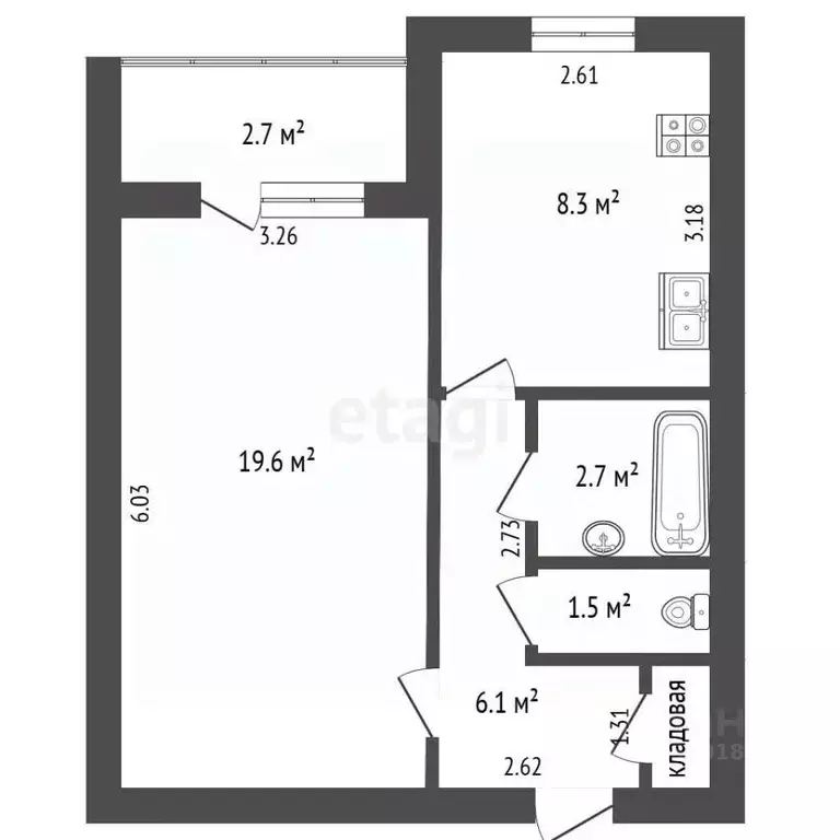 1-к кв. Самарская область, Самара ул. Луначарского, 60 (40.0 м) - Фото 1