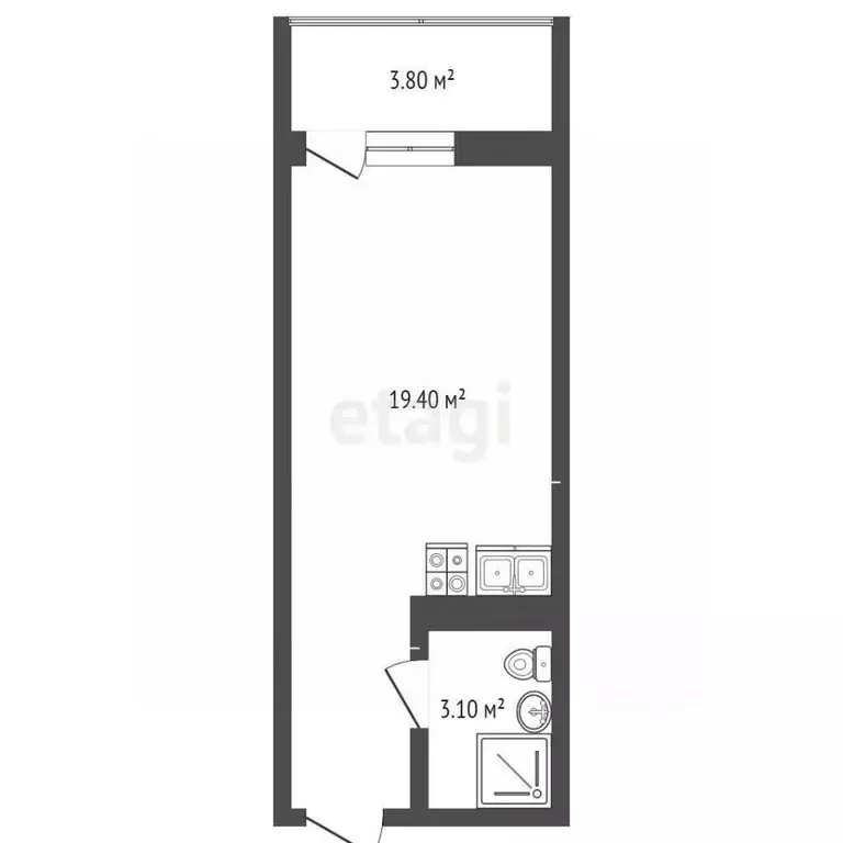 Студия Ростовская область, Ростов-на-Дону ул. Нансена, 103/1/7 (20.6 ... - Фото 2
