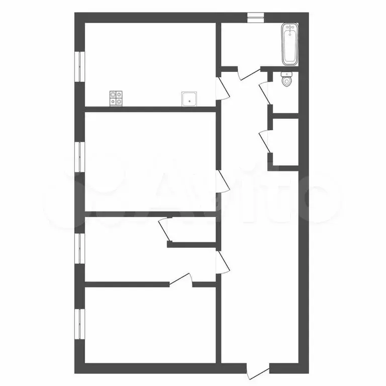 3-к. квартира, 68,2 м, 2/4 эт. - Фото 0
