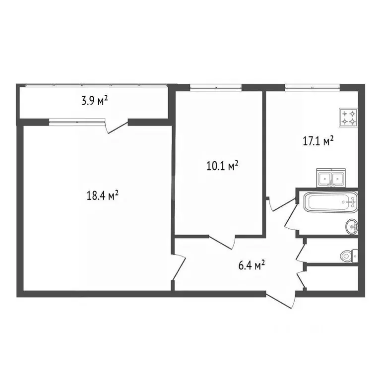 2-к кв. Санкт-Петербург просп. Просвещения, 30К1 (46.1 м) - Фото 2