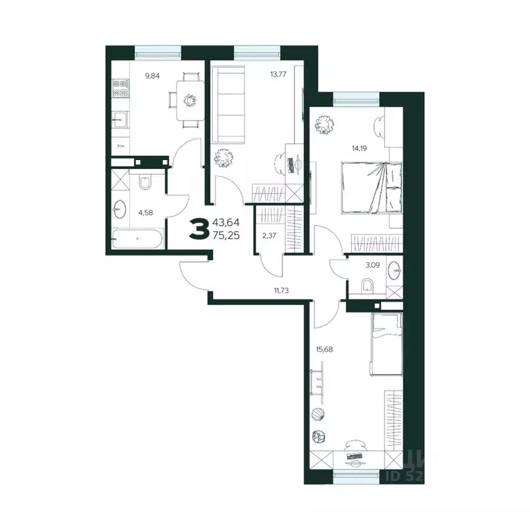 3-к кв. Московская область, Химки Сходня мкр, Первомайская ул., ... - Фото 0