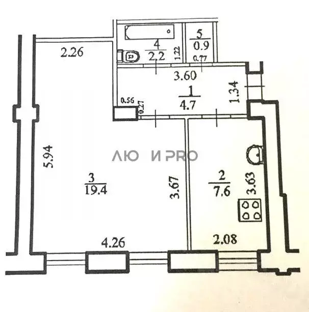 1-к кв. Башкортостан, Уфа просп. Октября, 5А (34.8 м) - Фото 2