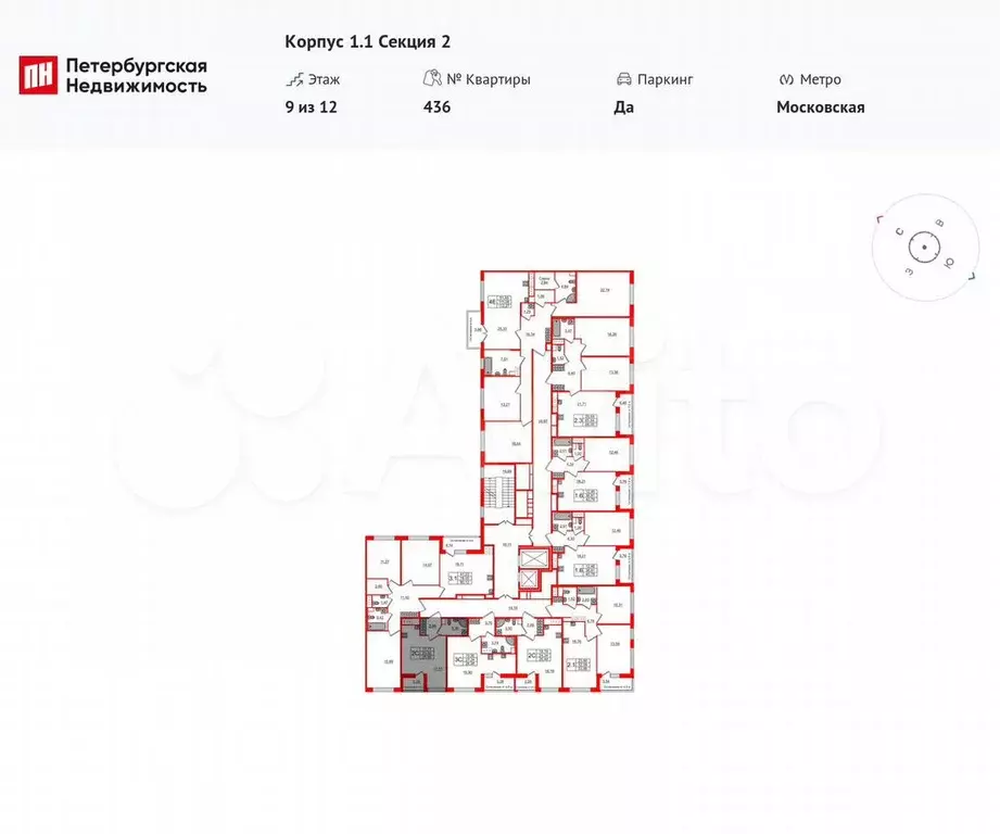 Квартира-студия, 23,9 м, 9/12 эт. - Фото 1