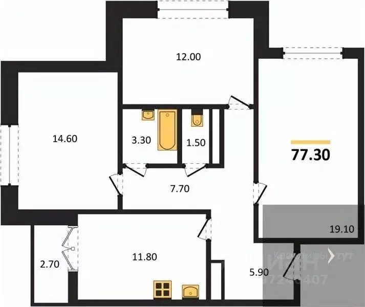 3-к кв. Воронежская область, Новоусманский район, пос. Отрадное ул. ... - Фото 1
