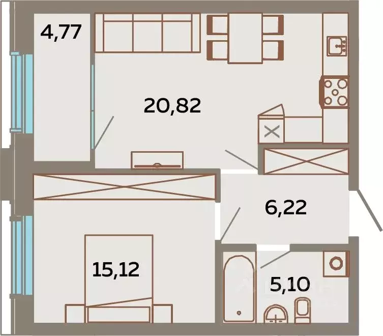 1-к кв. Удмуртия, Ижевск Пушкинская ул., 273к1 (50.6 м) - Фото 2