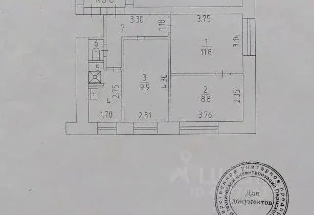 3-к кв. Пермский край, Пермь ул. КИМ, 107 (44.0 м) - Фото 2