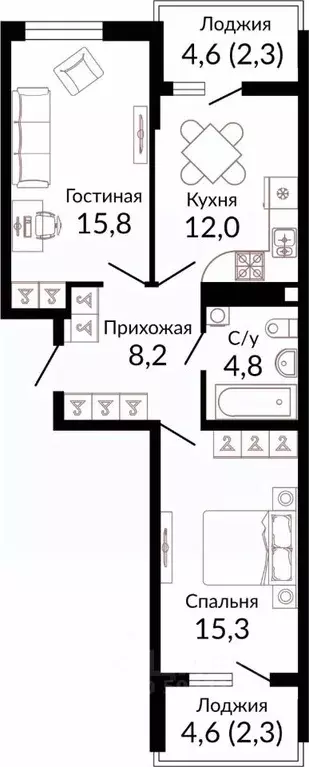 2-к кв. Краснодарский край, Краснодар ул. Конгрессная, 43 (62.5 м) - Фото 0