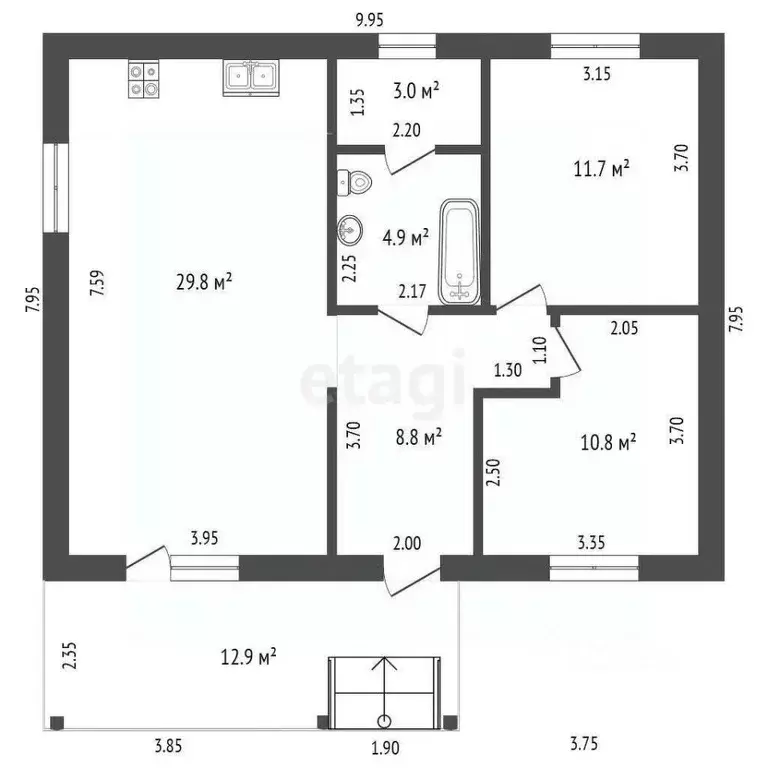 Дом в Севастополь Атлантика-3 садоводческое товарищество, 45 (73 м) - Фото 1