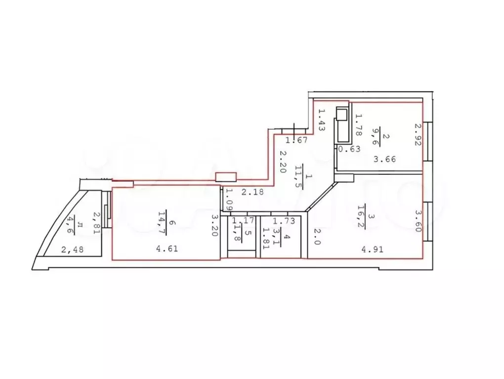 2-к. квартира, 59,2 м, 8/8 эт. - Фото 1