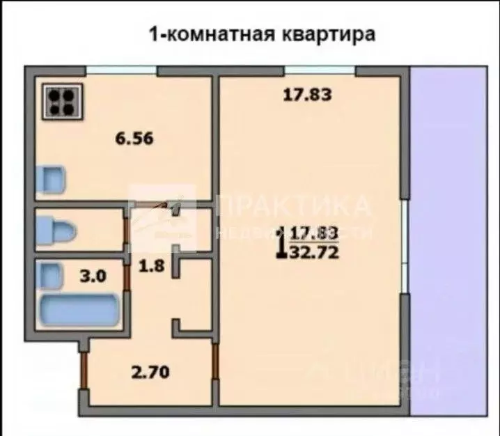1-к кв. Москва Белозерская ул., 23 (33.0 м) - Фото 2