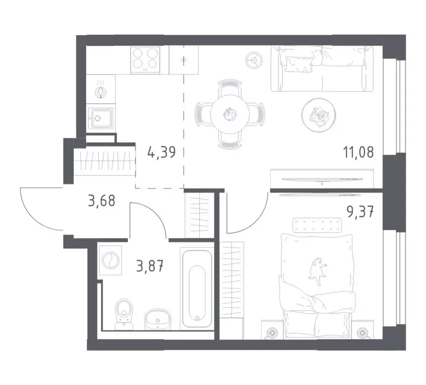 1-комнатная квартира: посёлок городского типа Мисайлово, улица ... - Фото 1
