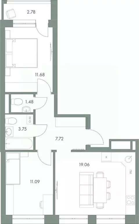 2-к кв. Ханты-Мансийский АО, Ханты-Мансийск ул. Доронина, 7 (57.49 м) - Фото 1