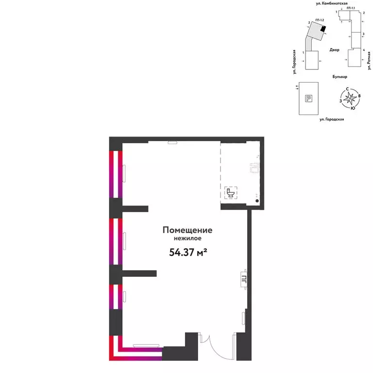 Торговая площадь (54.37 м) - Фото 1