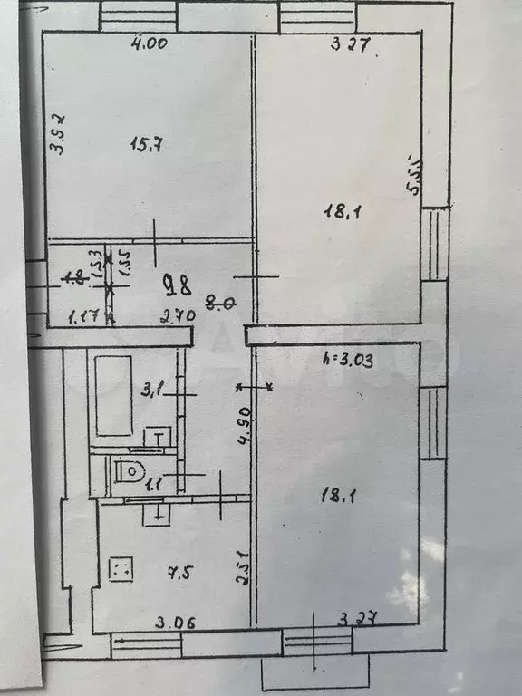 3-к. квартира, 73 м, 3/3 эт. - Фото 0