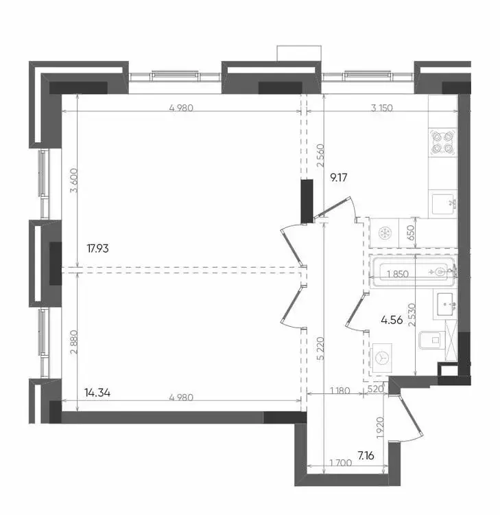 2-комнатная квартира: Казань, территория ГСК Автоград, 1/121 (53.16 м) - Фото 0